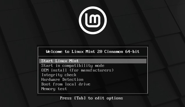 Linux Mint啓動