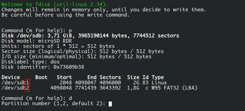 使用 fdisk 在 Linux 中(zhōng)删除分(fēn)區